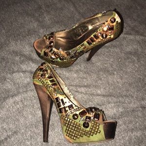 Camo Studded Platform Heels